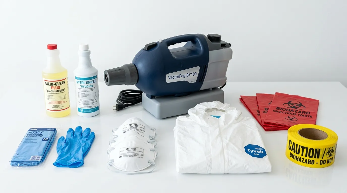 Professional biohazard remediation crew working in Lyons